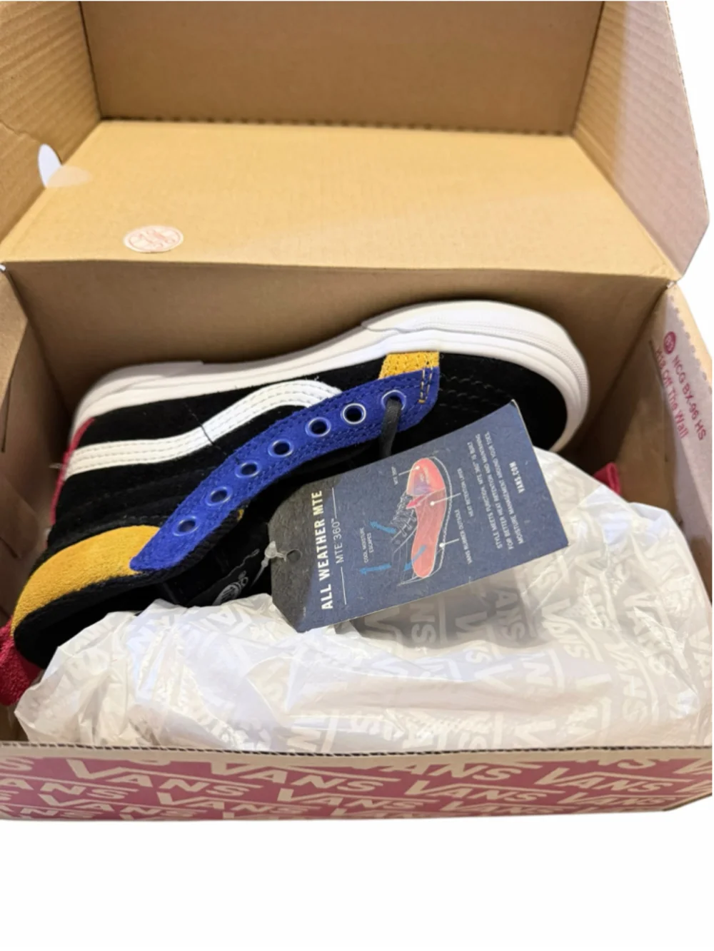 Kids Vans Sk8-Ho Mte High Top Sneakers Black Blue Yellow Red